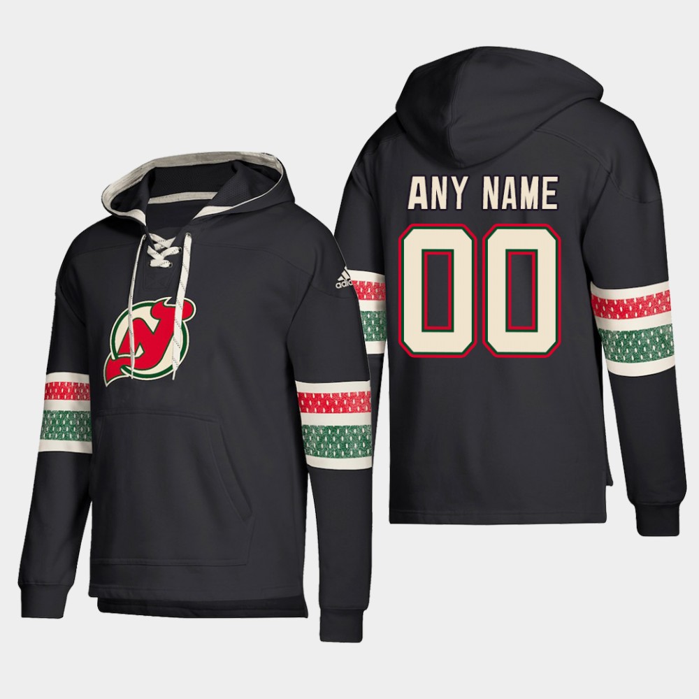 Men NHL New Jersey Devils Custom Pullover Hoodie Black jerseys->customized nhl jersey->Custom Jersey